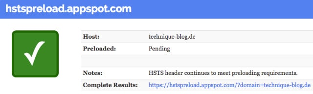 Website Security Scan from hstspreload.appspot.com