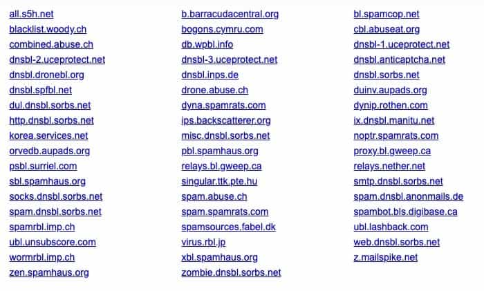 DNSBL Info Blackisting