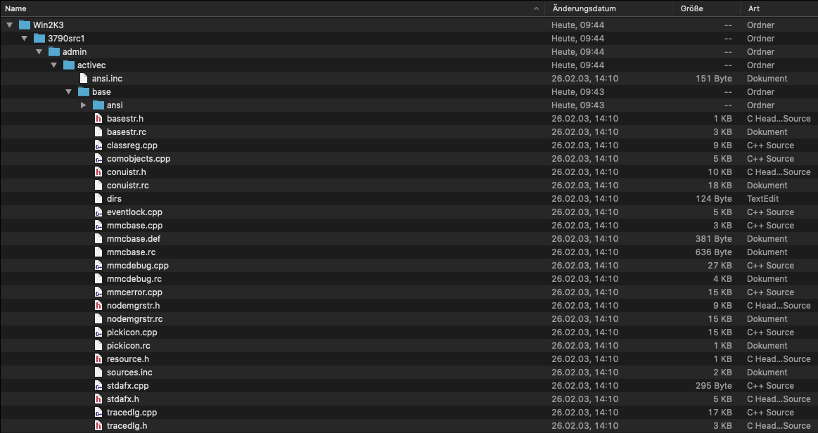 Unpacked source code