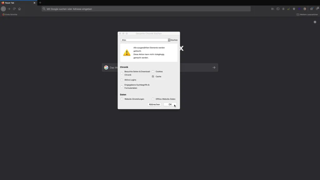 Firefox Cache leeren