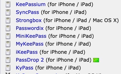 KeePass Touch for iOS does not appear on the official list