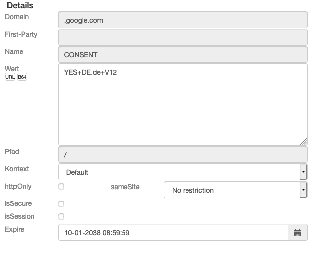 Penetrationstests mit Firefox Plugins Cookie Manager
