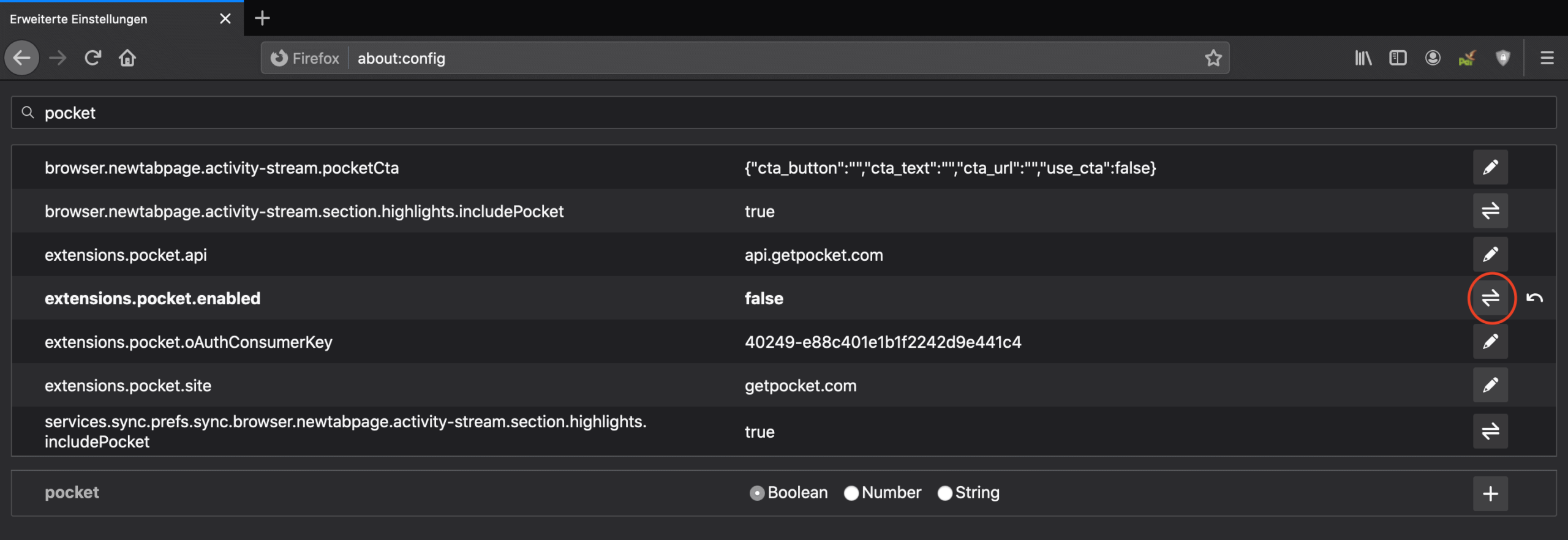 Pocket-API deaktivieren