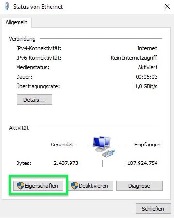 Status der Netzwerkverbindung