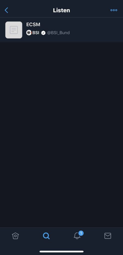 Twitter-Profil des BSI zeigt alle öffentlichen Listen des Accounts im Drei-Punkte-Menü