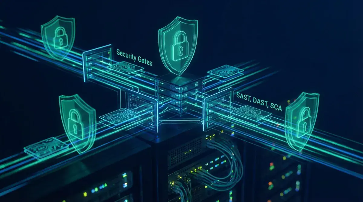 DevSecOps Security Gates: SAST, DAST und SCA in CI/CD-Pipelines - Illustration zu DevSecOps und sicherer Softwareentwicklung